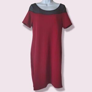Pinkblush Maternity Solid Red-Black Color Round Neck Size Medium Dress New